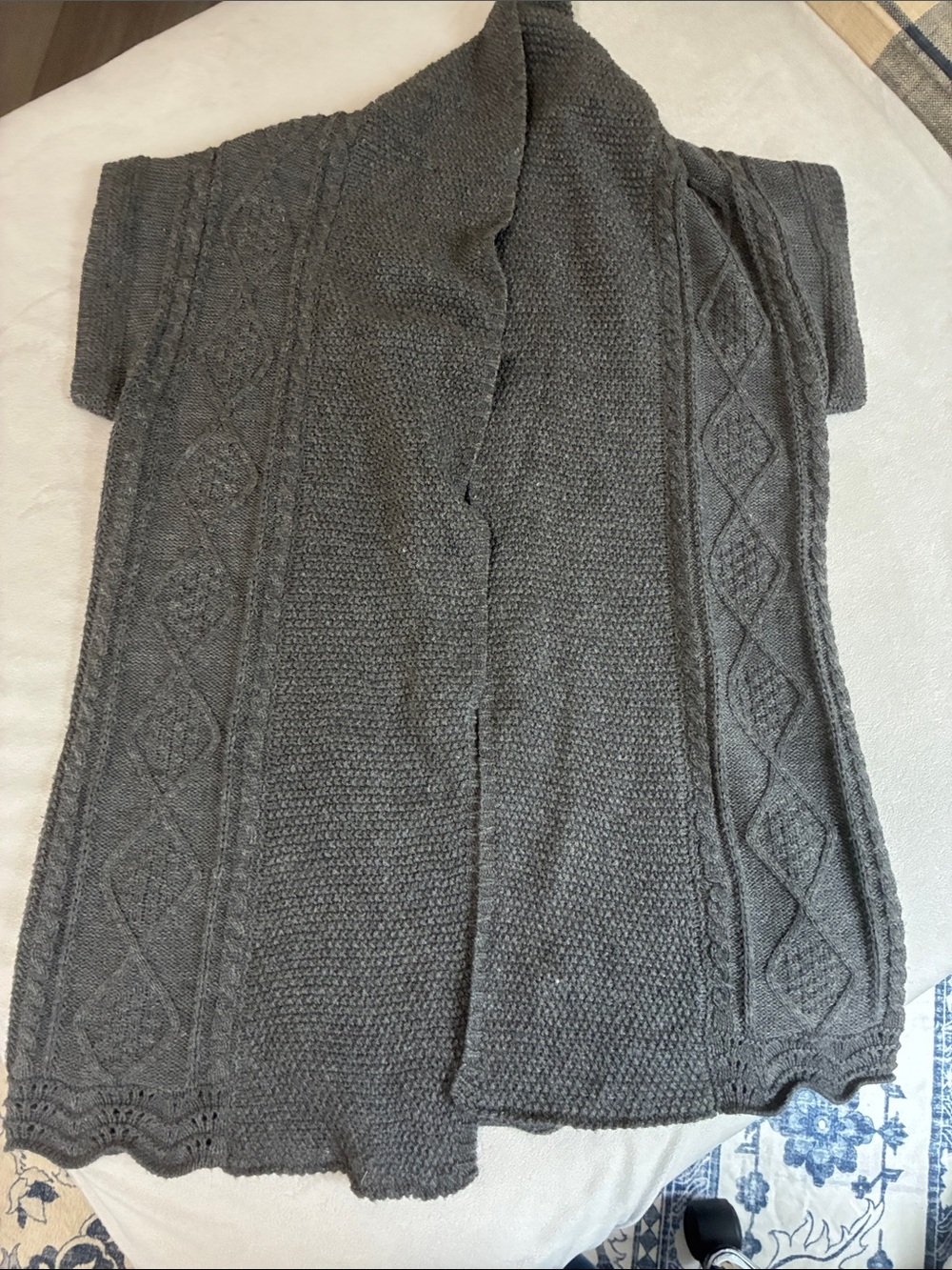 Vintage Suzie Gray Cable-Knit Men’s Cardigan